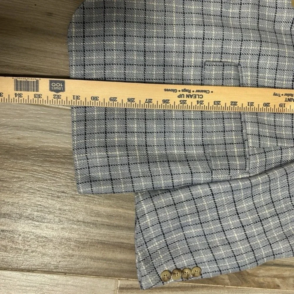 VTG Polo Ralph Lauren‎ Blazer Blue Checkered Sport Coat Size 44R Flax Casual
